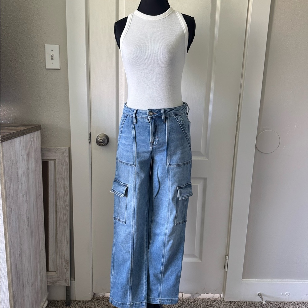 Women's Blue Cargo Jeans